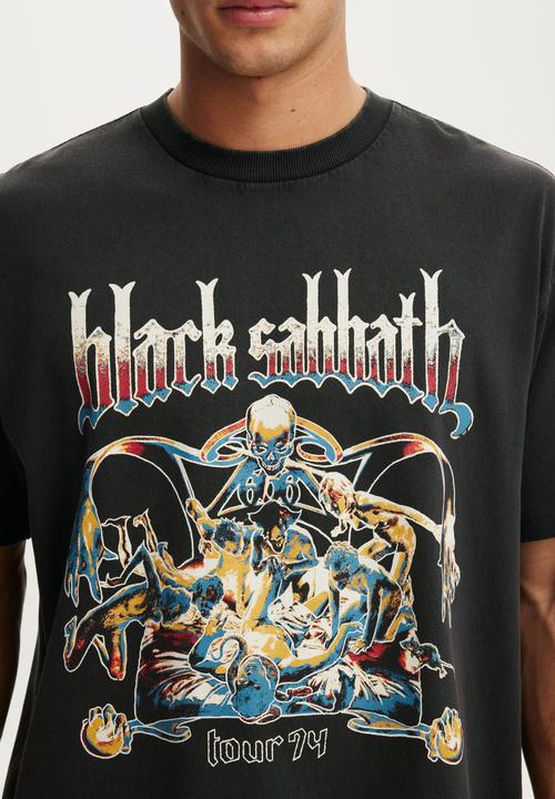 Cotton On - Everyday Fit Music T-Shirt - Lcn Bra Washed Black / Black Sabbath - Tour 7