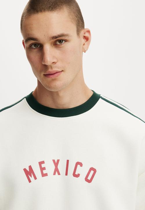 Cotton On - Oversized Graphic Crew Sweater - Chalk White / Mexico