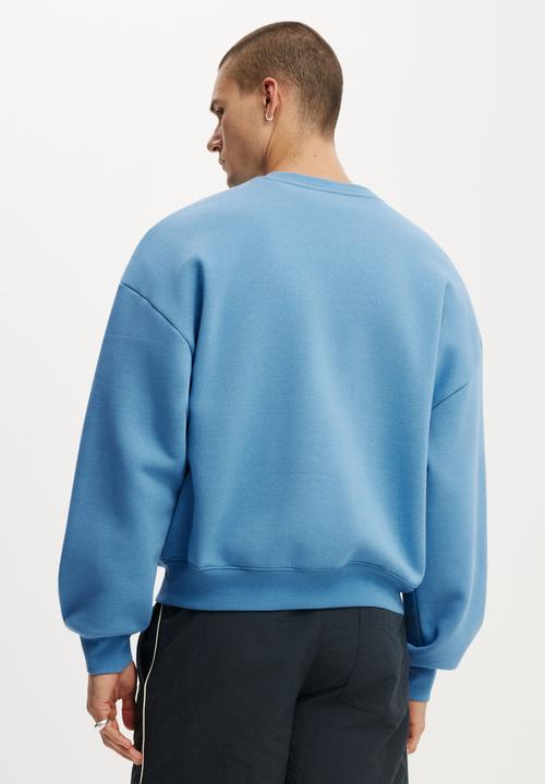 Cotton On - Oversized Graphic Crew Sweater - Dusk Blue / Japan