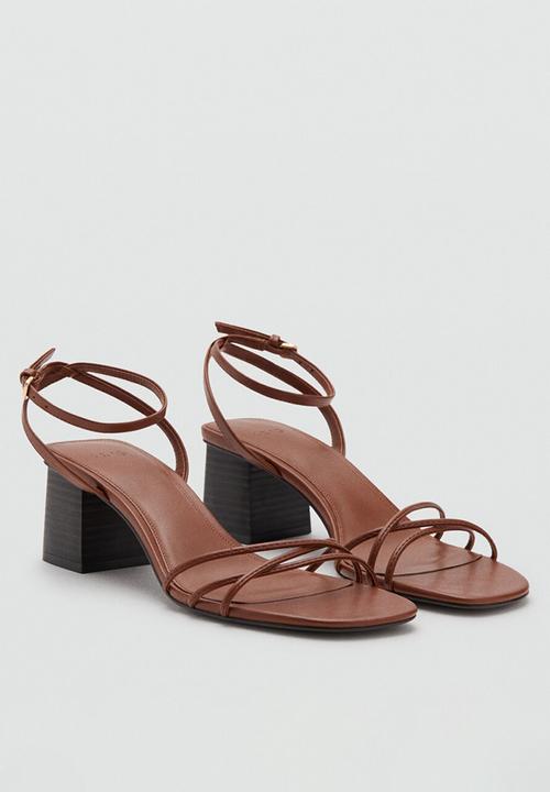 MANGO - Ray ankle strap - medium brown