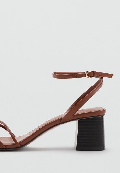MANGO - Ray ankle strap - medium brown