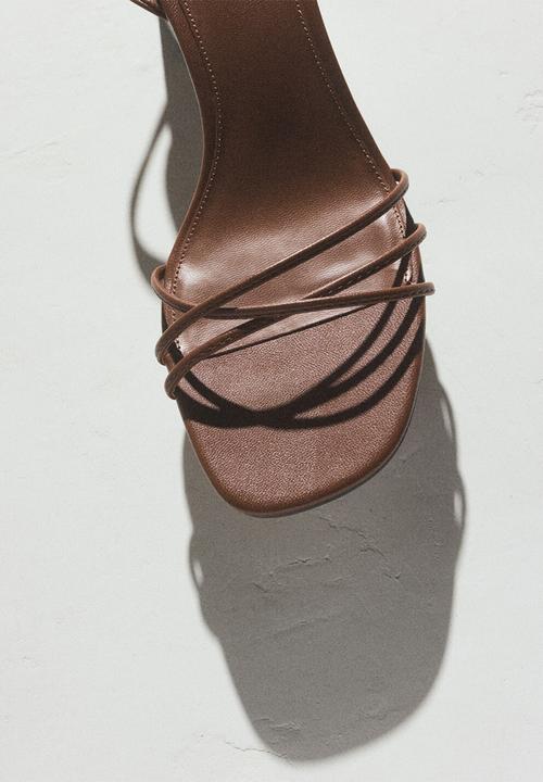 MANGO - Ray ankle strap - medium brown