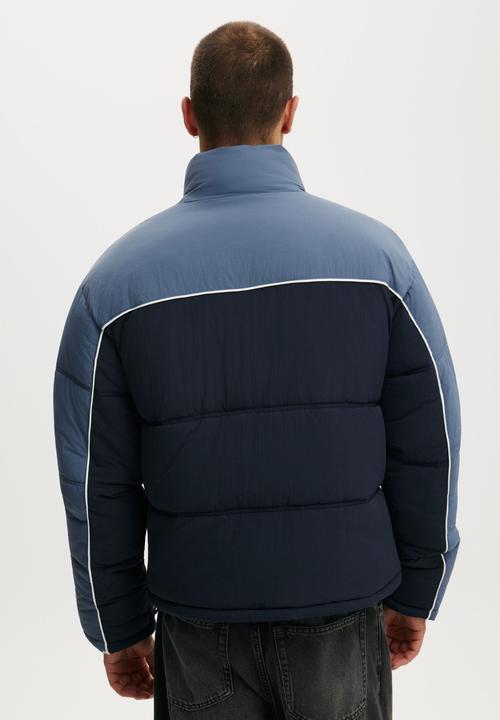 Cotton On - Puffer Jacket - Blue / Panelled