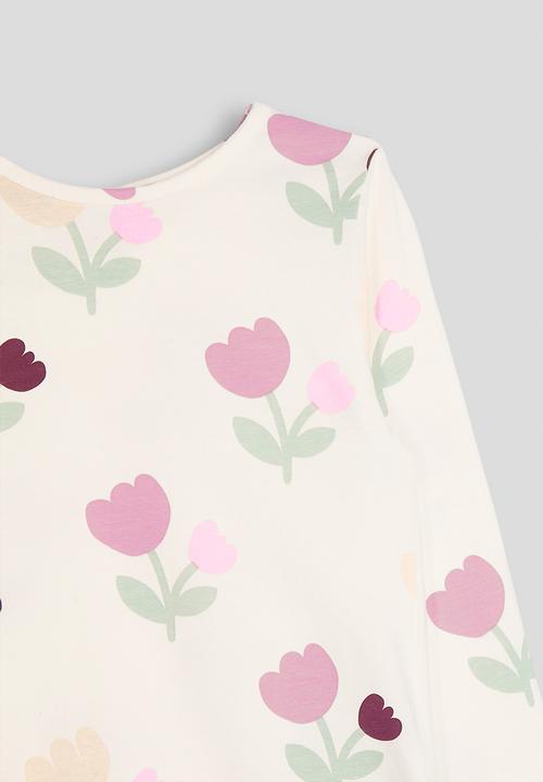 H&M - Printed long-sleeved top - neutral/flowers
