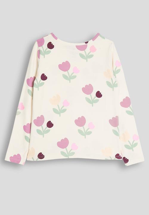 H&M - Printed long-sleeved top - neutral/flowers