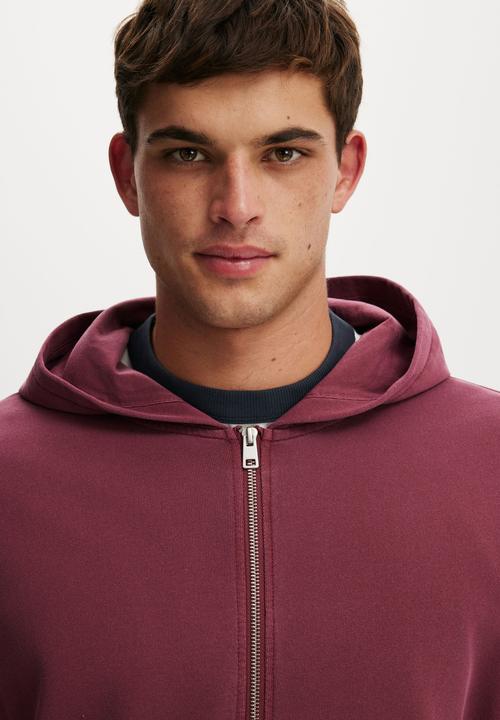 Cotton On - Zip Up Hoodie - Crimson Wash