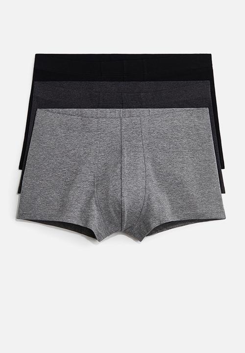 H&M - 3-Pack short cotton trunks - grey marl/black