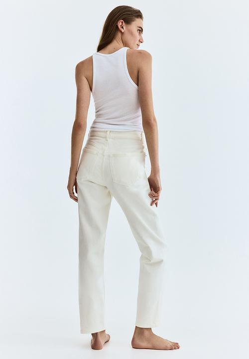 H&M - Mom slim fit high waist ankle jeans - white