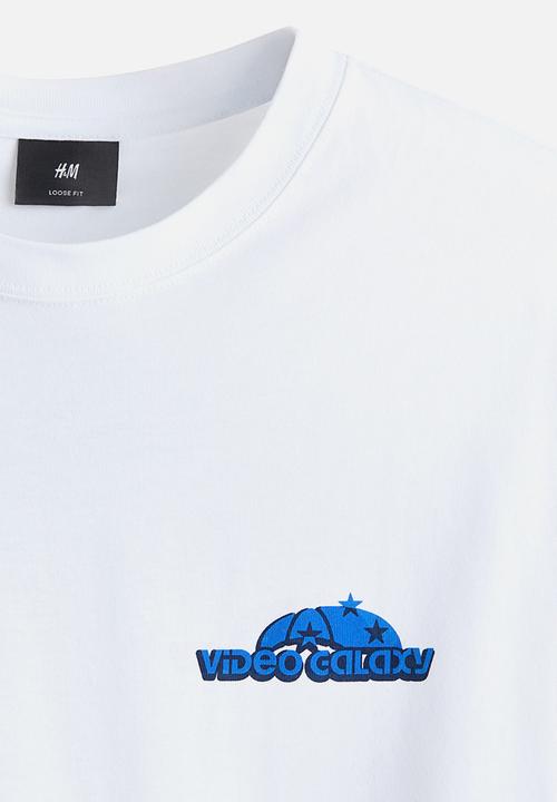 H&M - Loose fit printed T-shirt - white/video galaxy