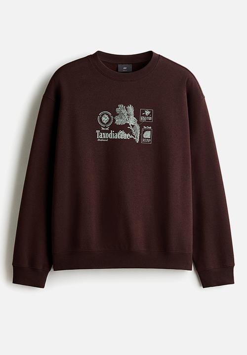 H&M - Loose fit printed sweatshirt - dark brown/taxodiaceae