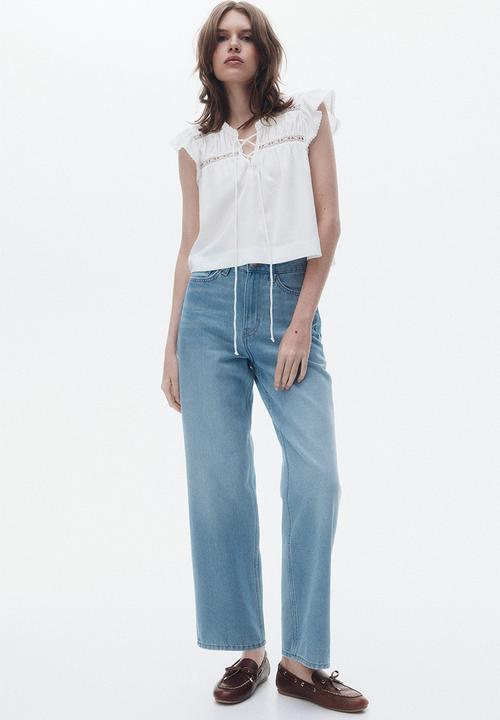 H&M - Straight high jeans - light denim blue