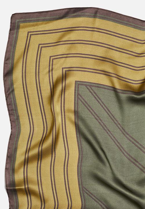 H&M - Patterned scarf - khaki green/patterned