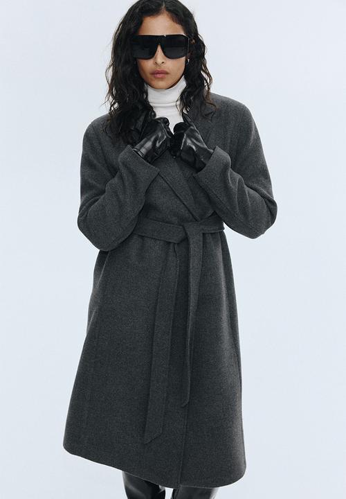 H&M - Tie-belt coat - dark grey