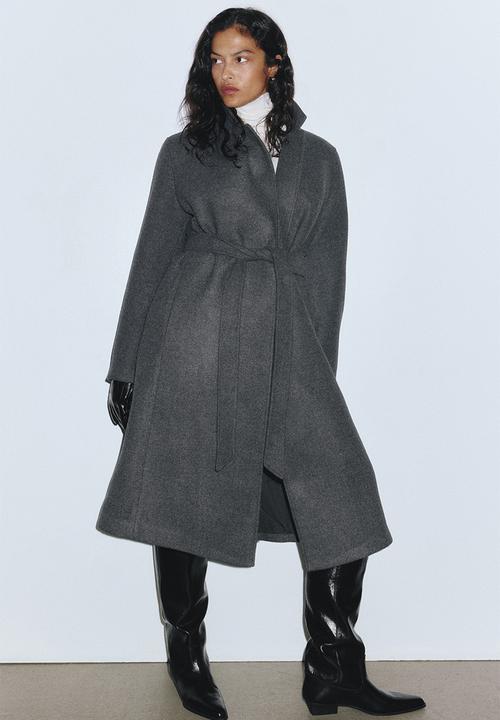 H&M - Tie-belt coat - dark grey