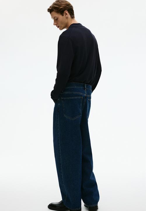 H&M - Regular fit fine-knit polo shirt - navy blue