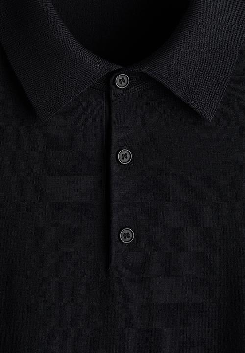 H&M - Regular fit fine-knit polo shirt - navy blue