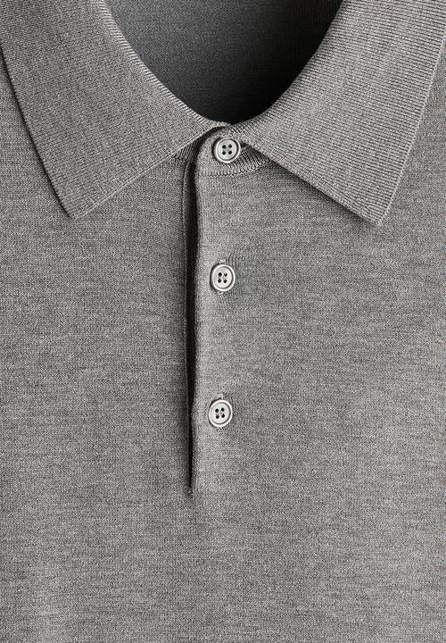 Regular fit fine-knit polo shirt - grey marl - 1286502009