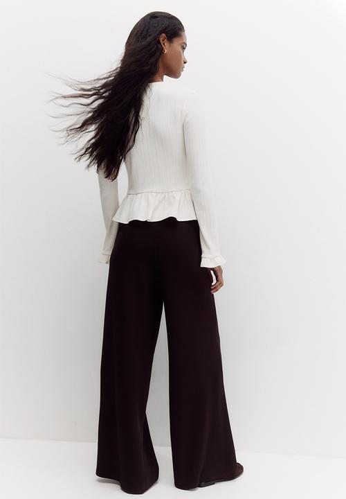 H&M - Wide pull-on trousers - dark brown