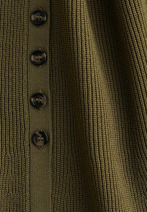 H&M - Rib-knit peplum waistcoat - dark khaki green