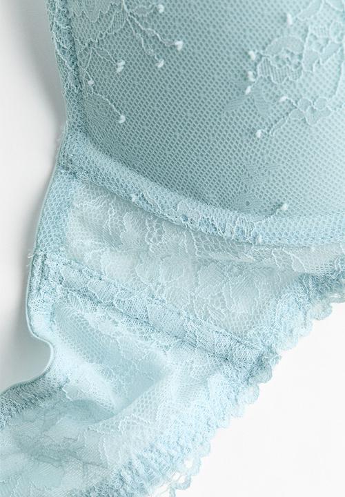 H&M - Lace super push-up bra - light turquoise