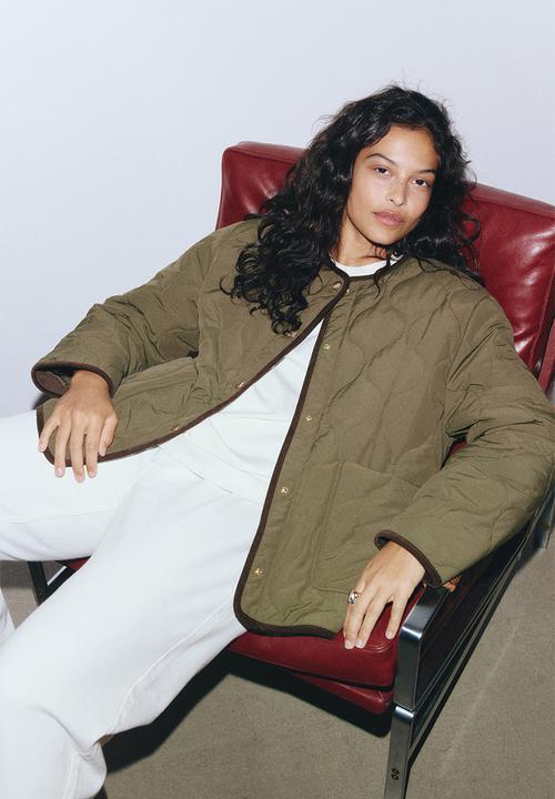 H&M - Quilted jacket - dark khaki green