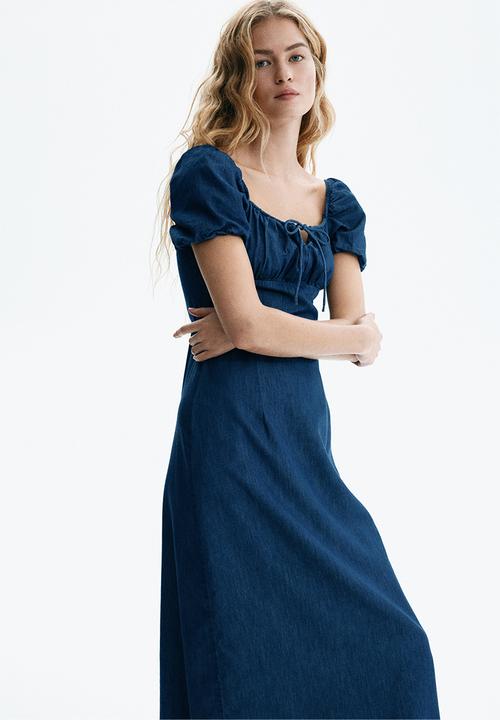 H&M - Square-neck dress - denim blue