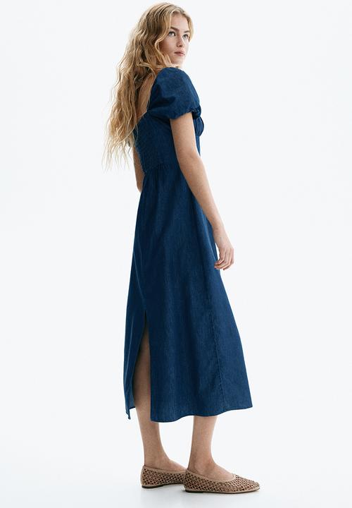 H&M - Square-neck dress - denim blue