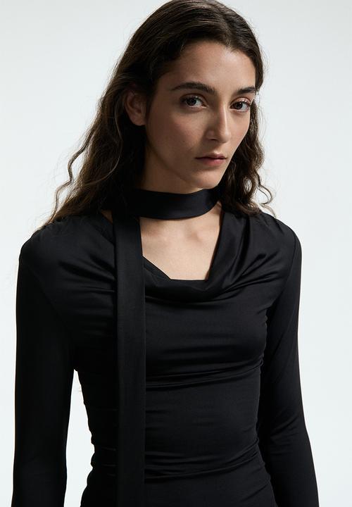 H&M - Scarf-detail top - black