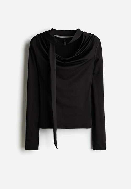 H&M - Scarf-detail top - black