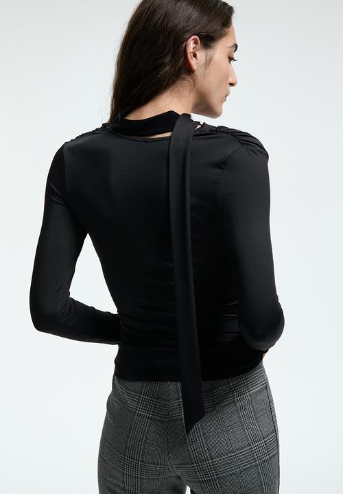 H&M - Scarf-detail top - black