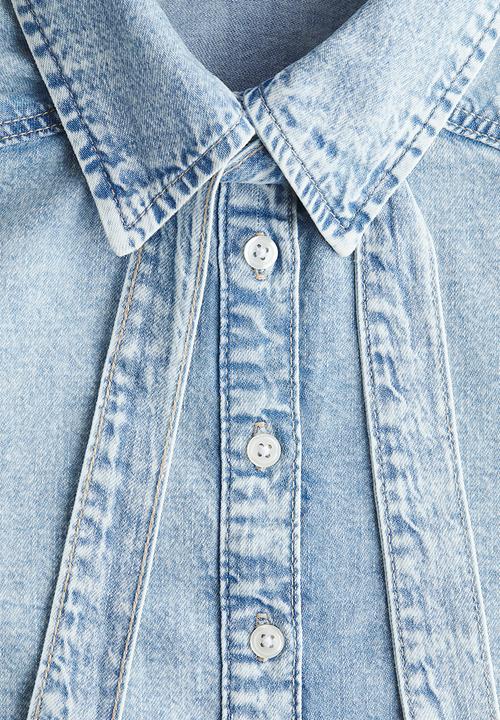 H&M - Bow-detail denim blouse - light denim blue