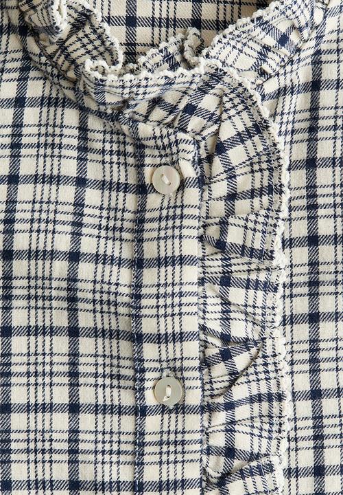 H&M - Frill-collared cotton blouse - cream/checked