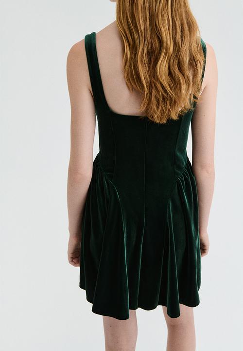 H&M - Sleeveless velour dress - dark green
