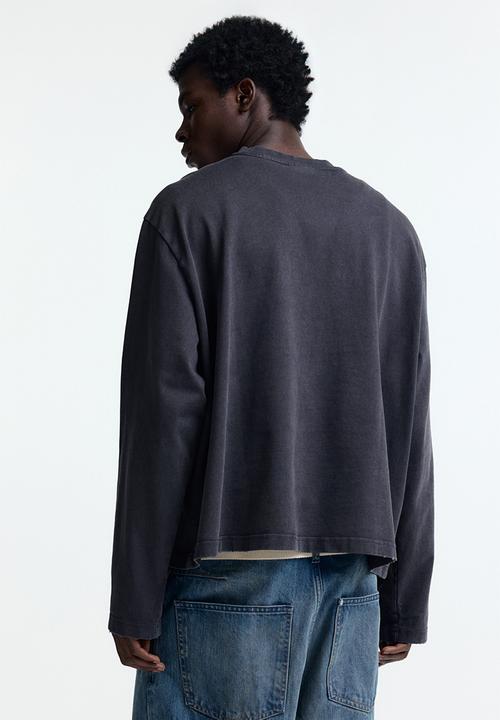 H&M - Oversized fit printed jersey top - dark grey/ludlow st.