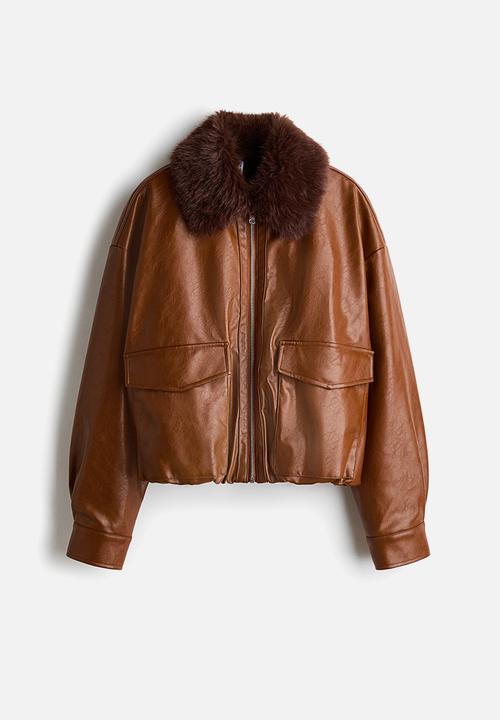 H&M - Fluffy-collared jacket - brown