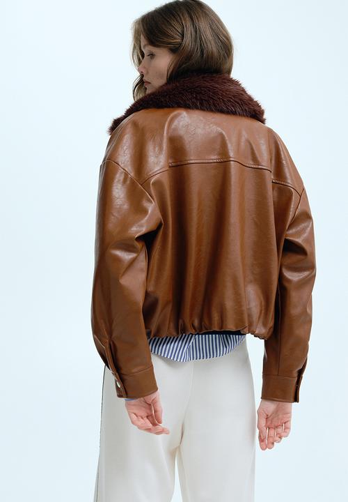 H&M - Fluffy-collared jacket - brown