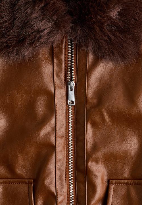 H&M - Fluffy-collared jacket - brown