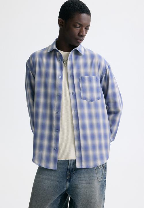 H&M - Relaxed fit shirt - light blue/checked