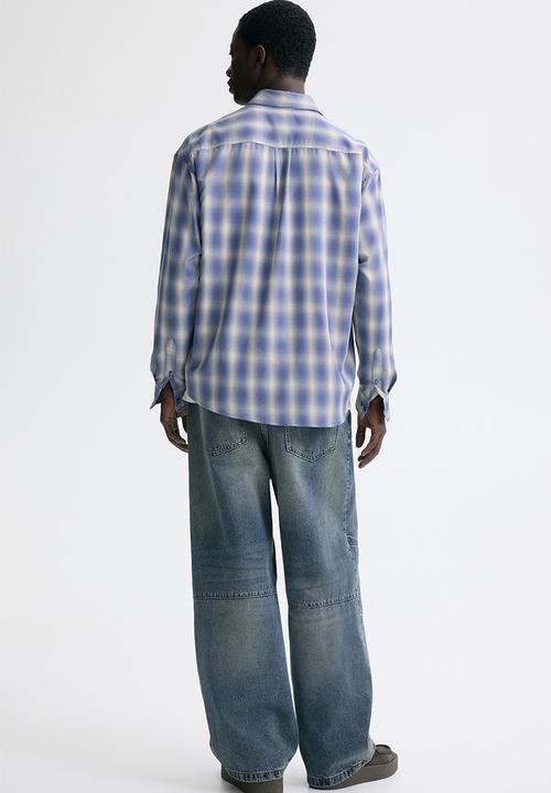 H&M - Relaxed fit shirt - light blue/checked