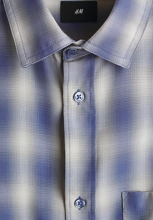 H&M - Relaxed fit shirt - light blue/checked