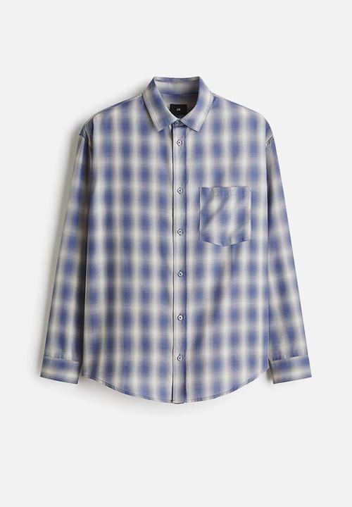 H&M - Relaxed fit shirt - light blue/checked