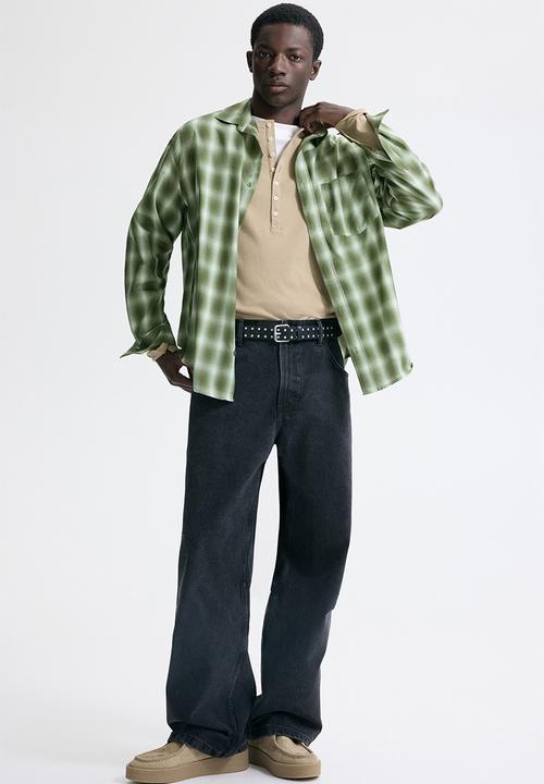 H&M - Relaxed fit shirt - khaki green/checked