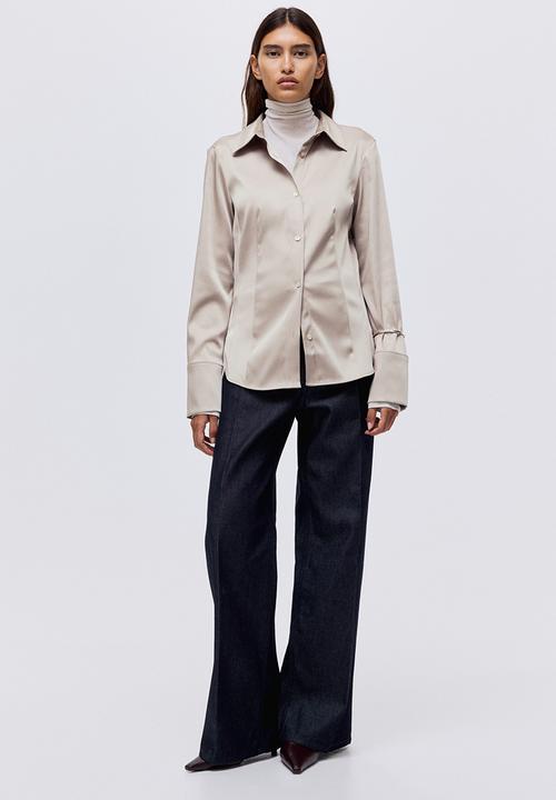 H&M - Fitted twill shirt - light beige