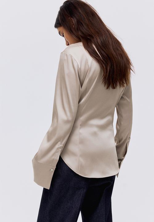 H&M - Fitted twill shirt - light beige