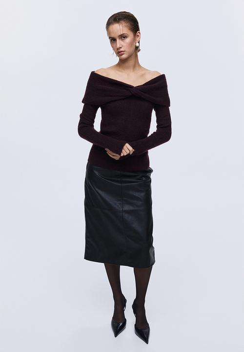 H&M - Off-the-shoulder jumper - burgundy
