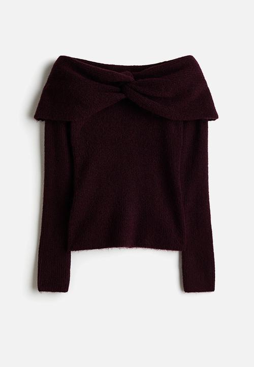 H&M - Off-the-shoulder jumper - burgundy