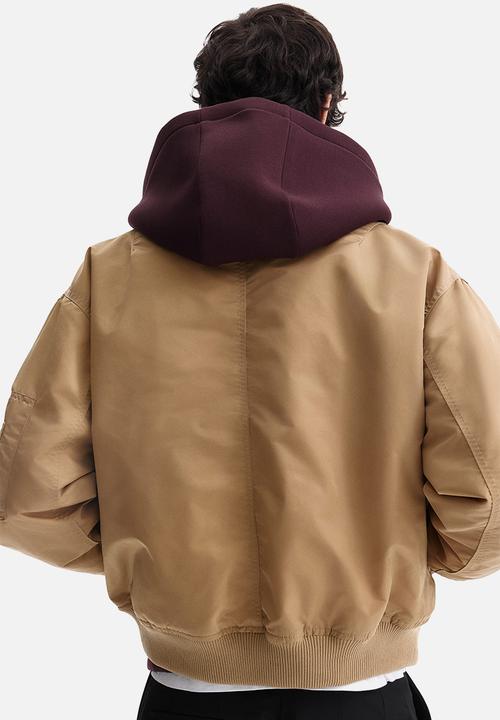 H&M - Padded nylon bomber jacket - dusty beige
