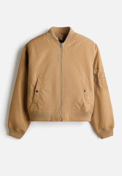 H&M - Padded nylon bomber jacket - dusty beige