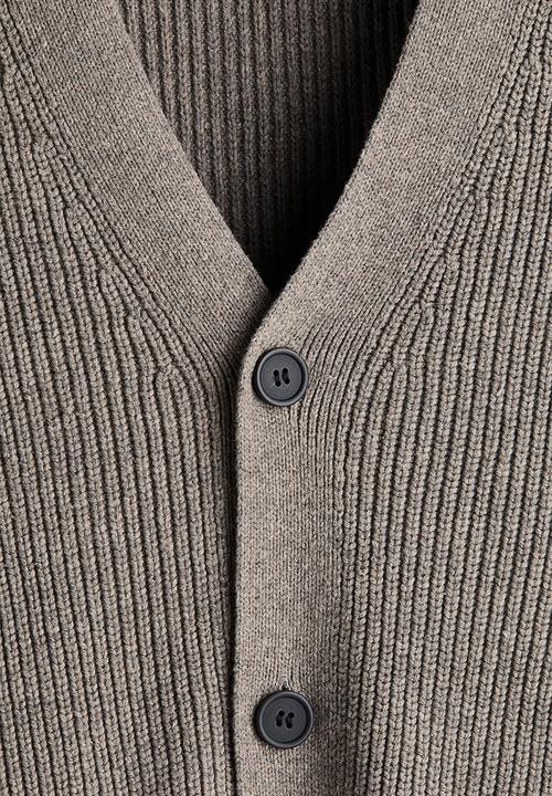 H&M - Relaxed fit rib-knit cardigan - mole