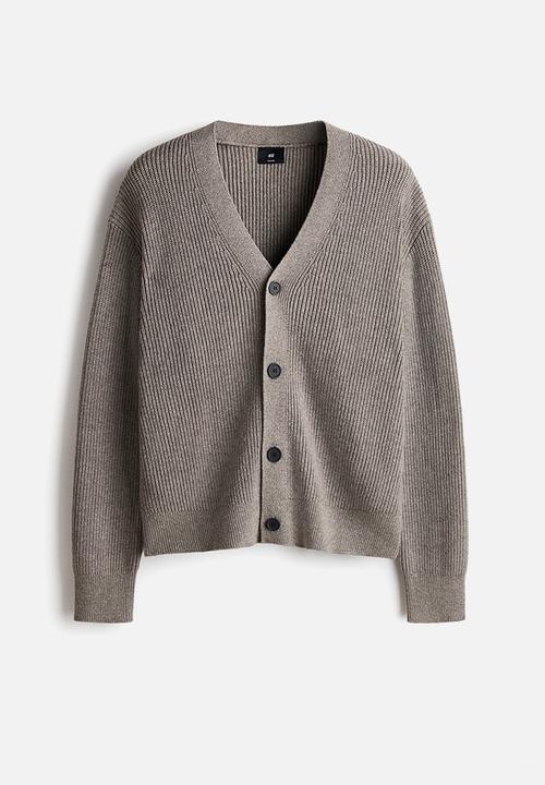 H&M - Relaxed fit rib-knit cardigan - mole